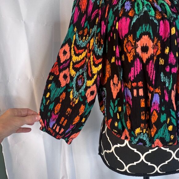 Christian Siriano Bold Colorful Maximal Print Stretchy Neckline Crop Top Size LG - Picture 4 of 9